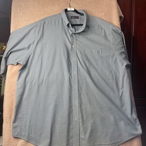 ROUNDTREE & YORKE TRAVEL SMART LONG SLEEVED BLUE PLAID DRESS SHIRT SIZE 4XT